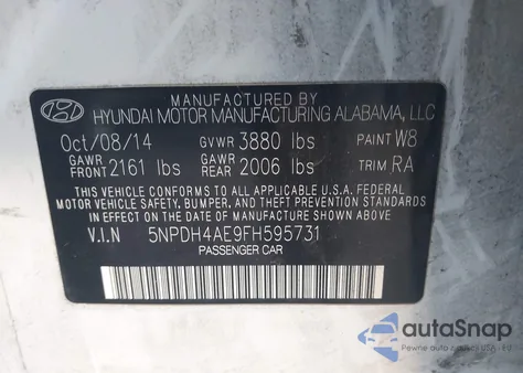 2015 Hyundai Elantra Se from USA, damaged, VIN 5NPDH4AE9FH595731